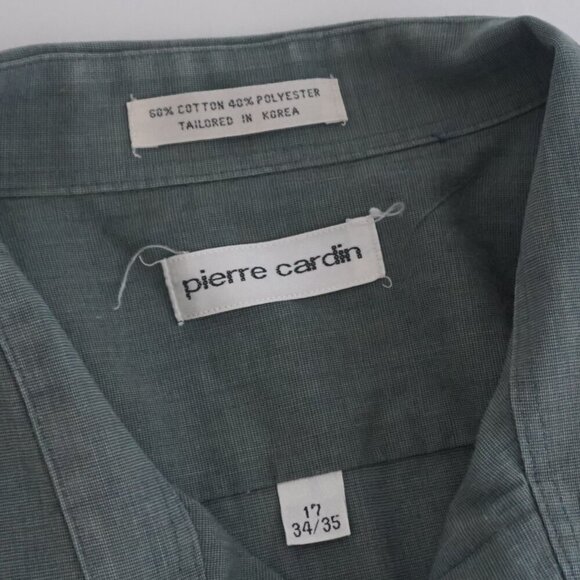 Vintage Pierre Cardin Olive Green Cotton Blend Button Up Dress Shirt 17 34/35 - Picture 10 of 10